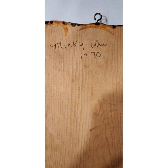 1970 Signed Vintage wood Plague with Yellow Flowers Cottage core - Picture 2 of 2